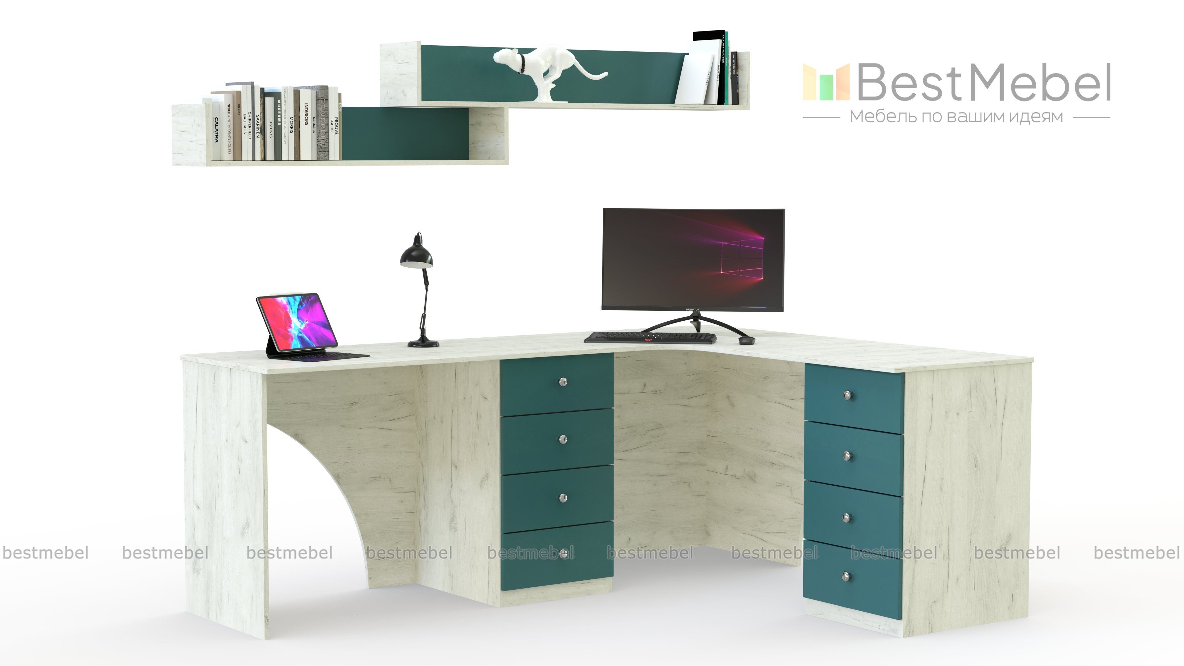 Угловой письменный стол для двоих Фреско 47 BMS