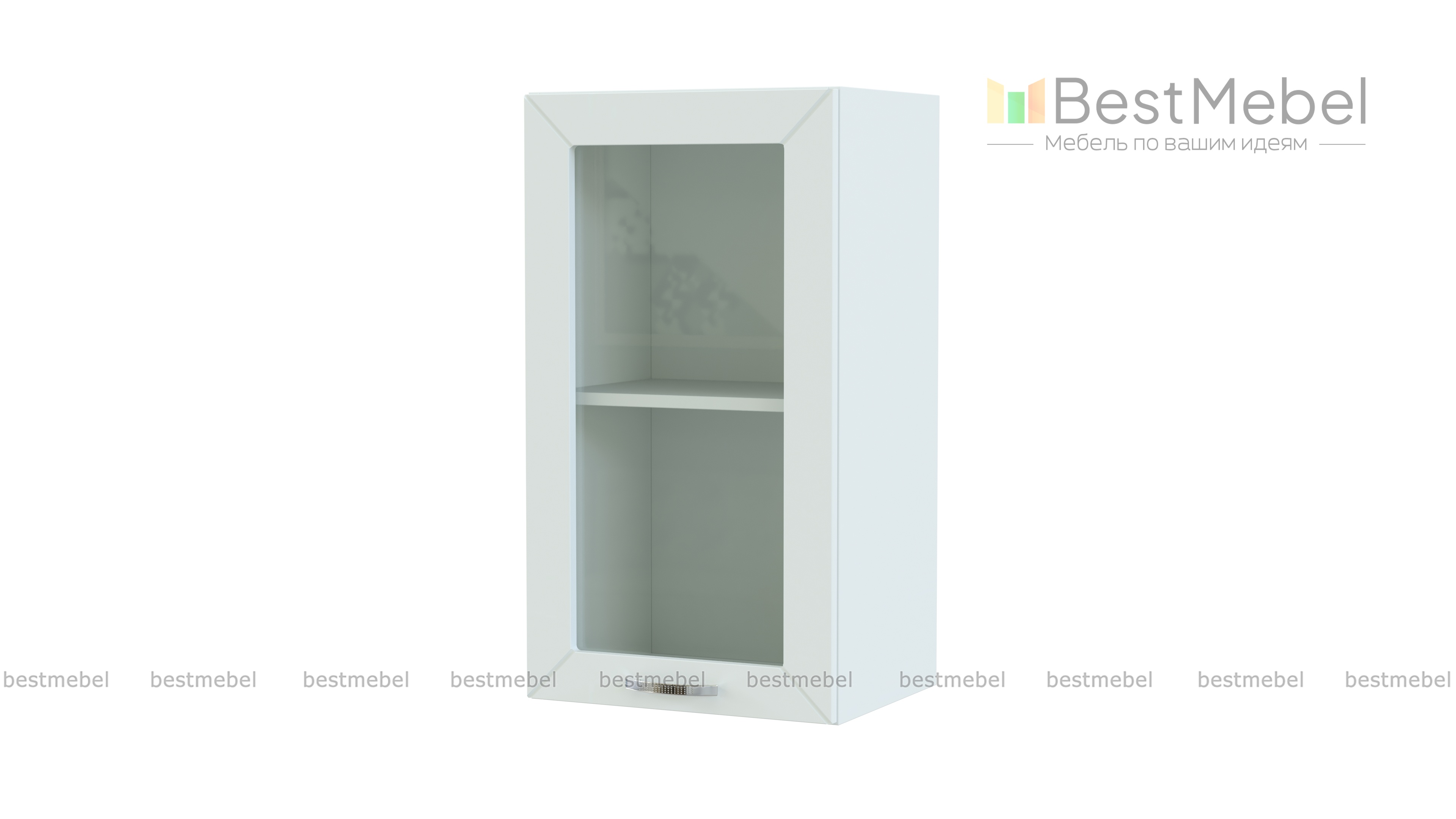 Шкаф верхний 1 дверь со стеклом Агава BMS